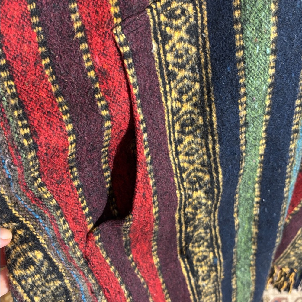 Multicolor Striped Hooded Poncho - Picture 5 of 7